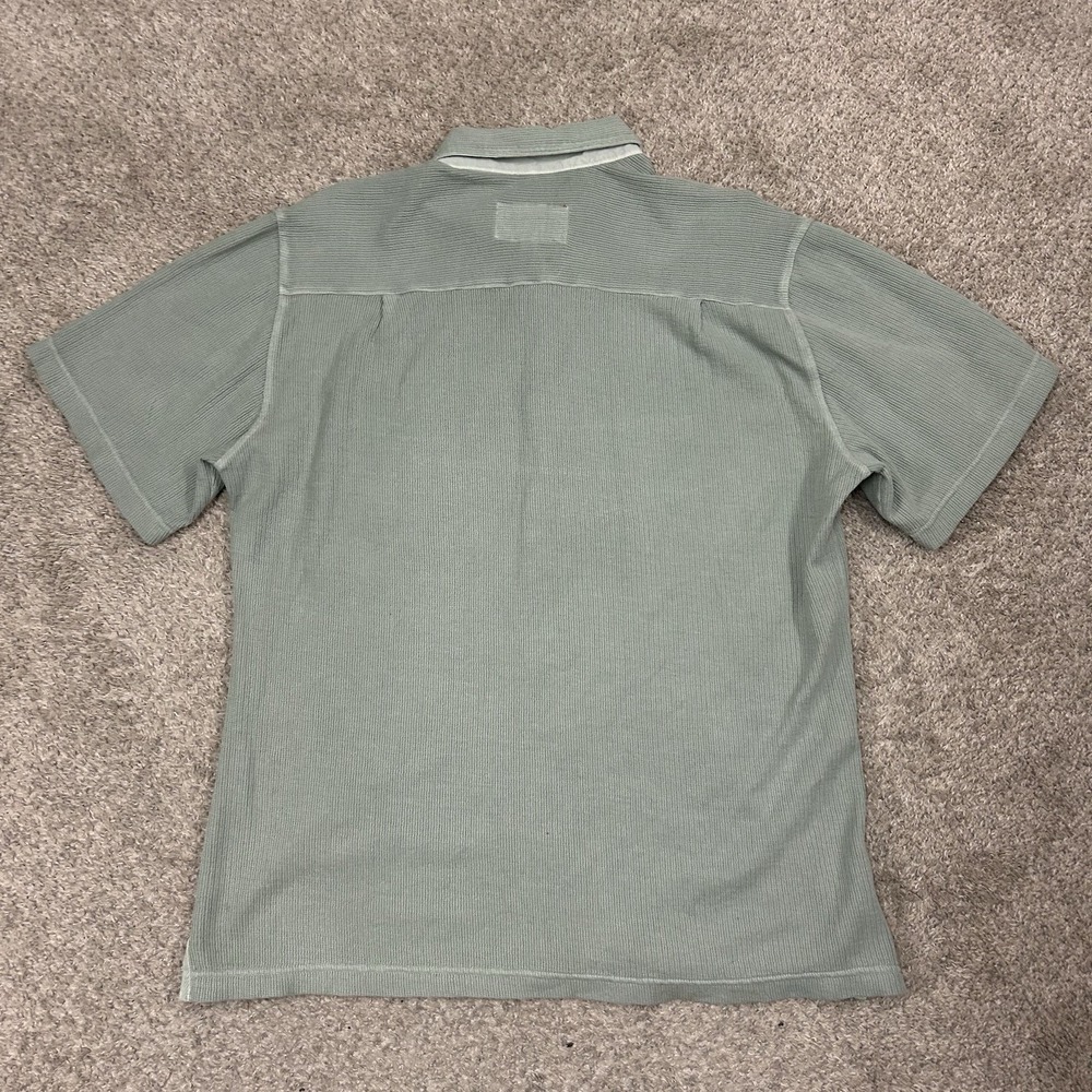 32 Bar Blues Button Up Shirt Mens Large Short Sleeve Cotton Knit Green Y2K - Picture 6 of 10